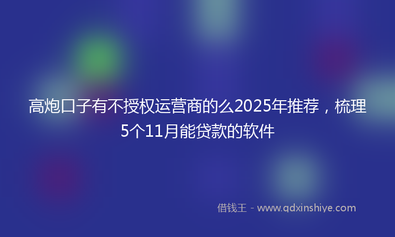 高炮口子有不授权运营商的么2025年推荐，梳理5个11月能贷款的软件