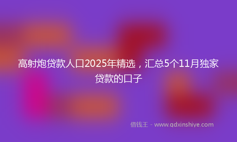 高射炮贷款人口2025年精选，汇总5个11月独家贷款的口子