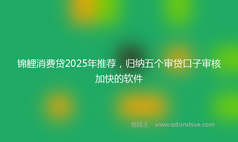锦鲤消费贷2025年推荐，归纳五个审贷口子审核加快的软件