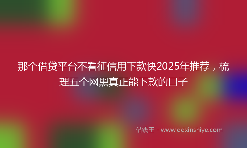 那个借贷平台不看征信用下款快2025年推荐，梳理五个网黑真正能下款的口子