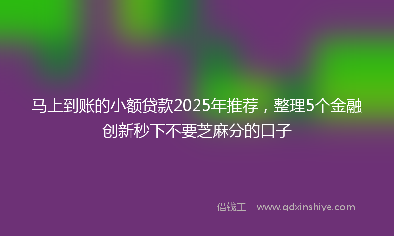 马上到账的小额贷款2025年推荐，整理5个金融创新秒下不要芝麻分的口子