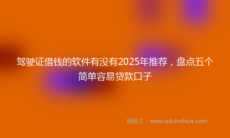 驾驶证借钱的软件有没有2025年推荐，盘点五个简单容易贷款口子