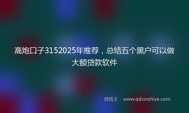 高炮口子3152025年推荐，总结五个黑户可以做大额贷款软件