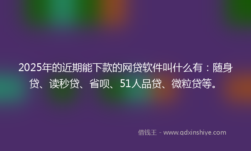 2025年的近期能下款的网贷软件叫什么有：随身贷、读秒贷、省呗、51人品贷、微粒贷等。