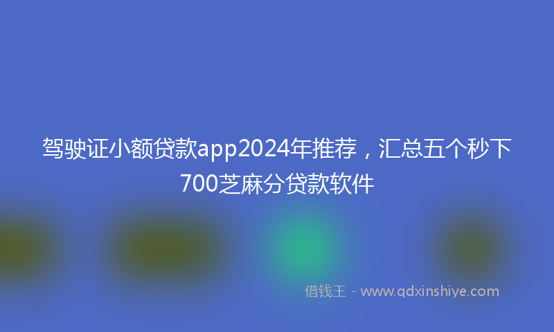 驾驶证小额贷款app2024年推荐，汇总五个秒下700芝麻分贷款软件