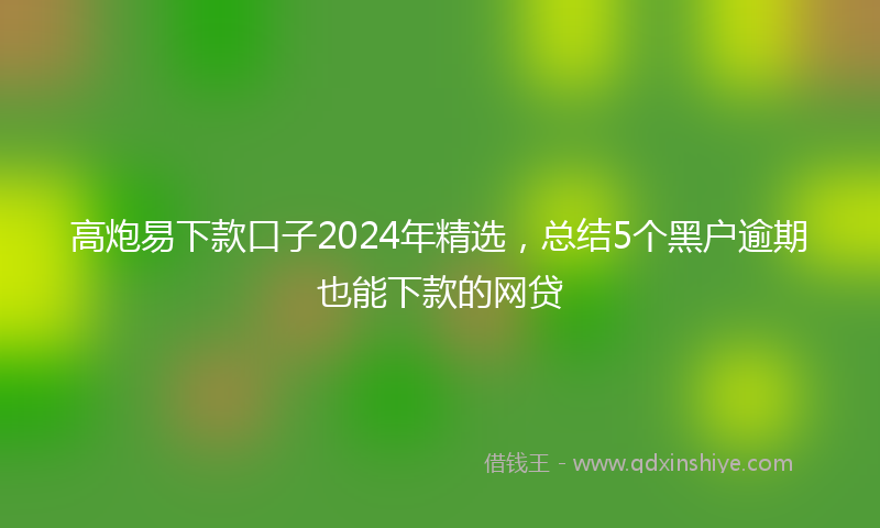 高炮易下款口子2024年精选，总结5个黑户逾期也能下款的网贷