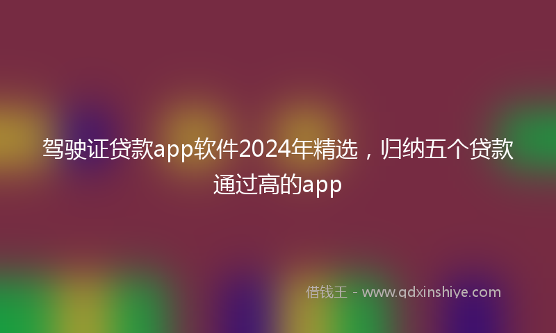 驾驶证贷款app软件2024年精选，归纳五个贷款通过高的app