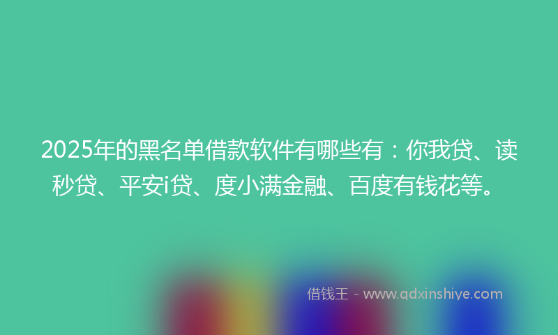 2025年的黑名单借款软件有哪些有：你我贷、读秒贷、平安i贷、度小满金融、百度有钱花等。