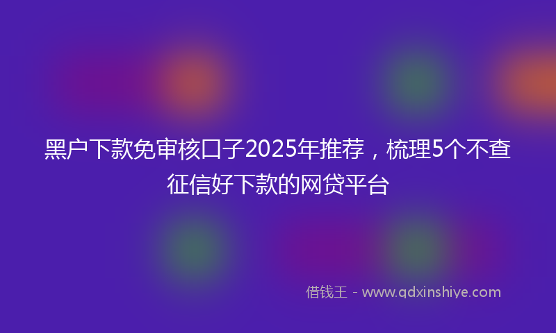 黑户下款免审核口子2025年推荐，梳理5个不查征信好下款的网贷平台