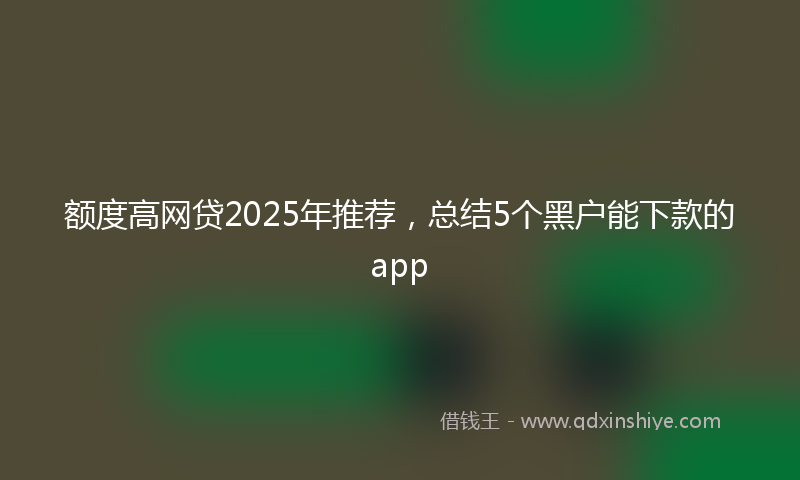 额度高网贷2025年推荐，总结5个黑户能下款的app