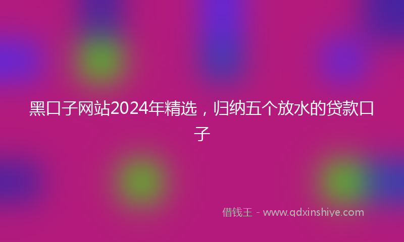 黑口子网站2024年精选，归纳五个放水的贷款口子