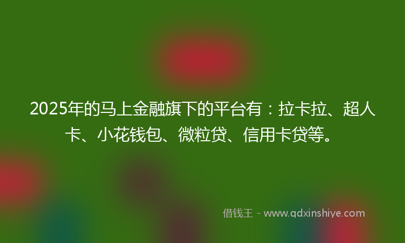 2025年的马上金融旗下的平台有：拉卡拉、超人卡、小花钱包、微粒贷、信用卡贷等。
