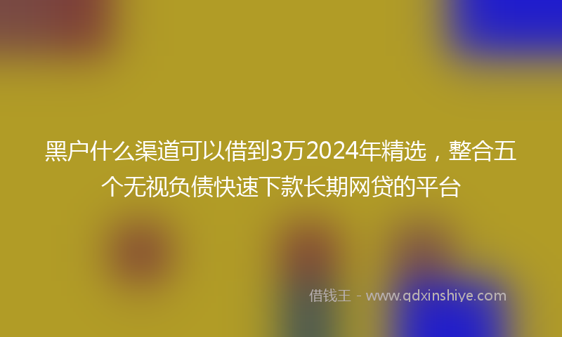 黑户什么渠道可以借到3万2024年精选，整合五个无视负债快速下款长期网贷的平台