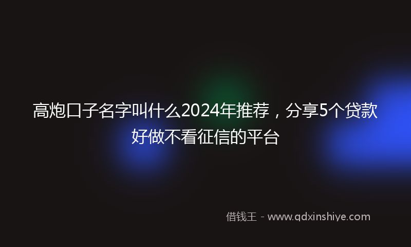 高炮口子名字叫什么2024年推荐，分享5个贷款好做不看征信的平台
