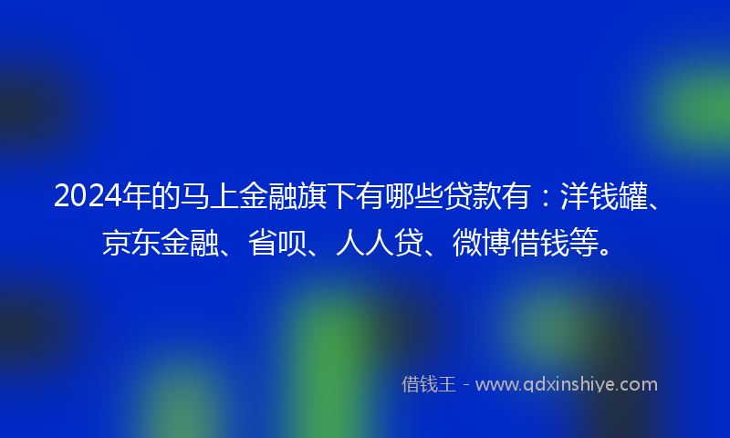 2024年的马上金融旗下有哪些贷款有：洋钱罐、京东金融、省呗、人人贷、微博借钱等。