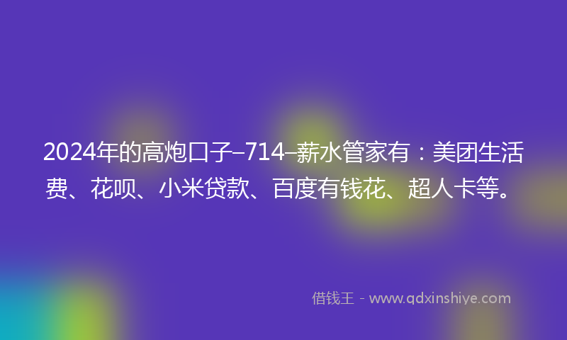 2024年的高炮口子–714–薪水管家有：美团生活费、花呗、小米贷款、百度有钱花、超人卡等。