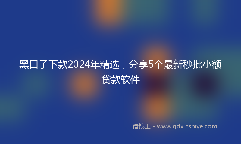 黑口子下款2024年精选，分享5个最新秒批小额贷款软件