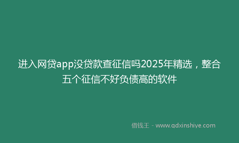 进入网贷app没贷款查征信吗2025年精选，整合五个征信不好负债高的软件