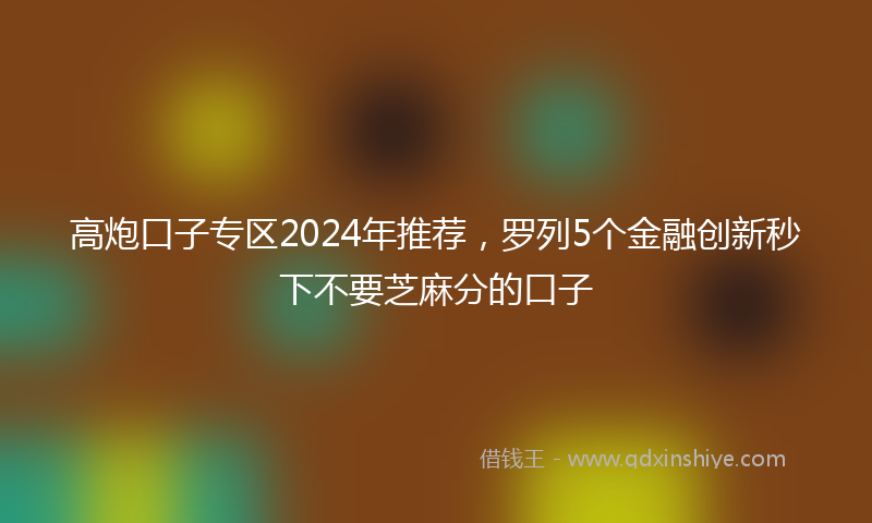 高炮口子专区2024年推荐，罗列5个金融创新秒下不要芝麻分的口子