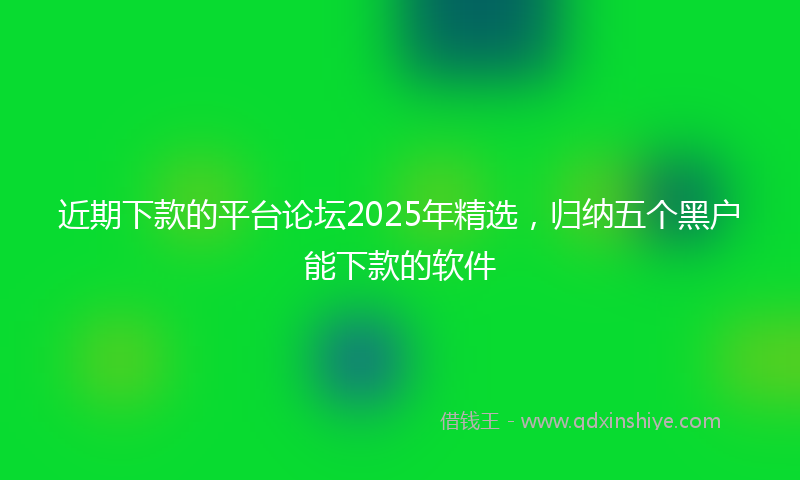 近期下款的平台论坛2025年精选，归纳五个黑户能下款的软件