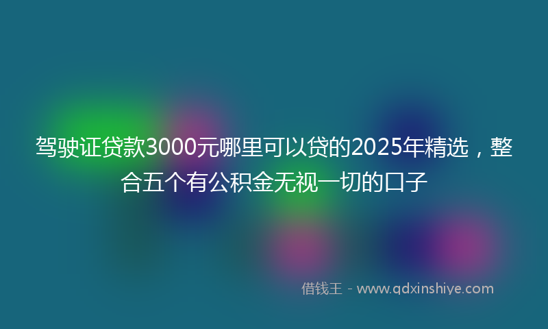 驾驶证贷款3000元哪里可以贷的2025年精选，整合五个有公积金无视一切的口子