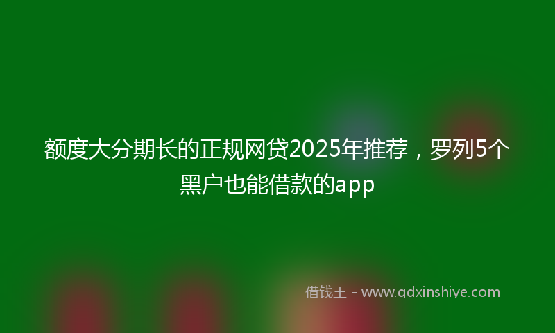 额度大分期长的正规网贷2025年推荐，罗列5个黑户也能借款的app