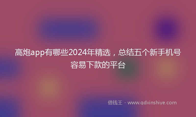 高炮app有哪些2024年精选，总结五个新手机号容易下款的平台