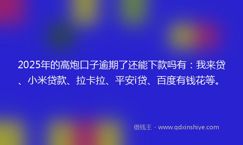 2025年的高炮口子逾期了还能下款吗有：我来贷、小米贷款、拉卡拉、平安i贷、百度有钱花等。