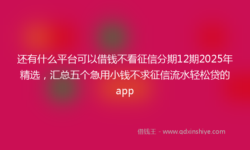 还有什么平台可以借钱不看征信分期12期2025年精选，汇总五个急用小钱不求征信流水轻松贷的app
