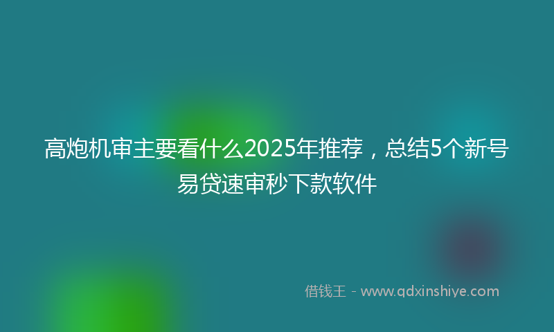 高炮机审主要看什么2025年推荐，总结5个新号易贷速审秒下款软件