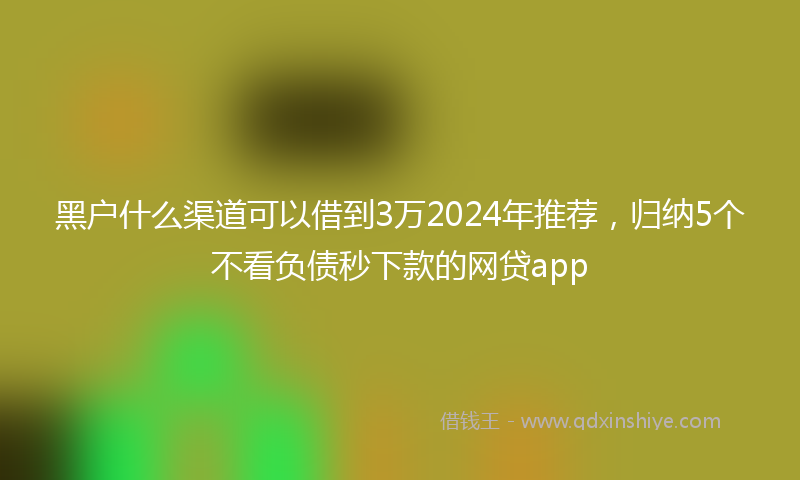 黑户什么渠道可以借到3万2024年推荐，归纳5个不看负债秒下款的网贷app