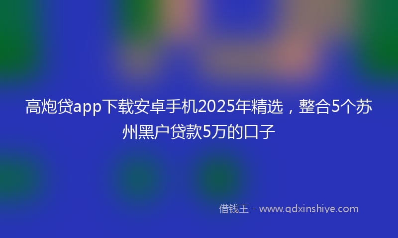 高炮贷app下载安卓手机2025年精选，整合5个苏州黑户贷款5万的口子