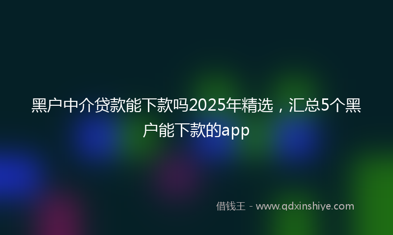 黑户中介贷款能下款吗2025年精选，汇总5个黑户能下款的app