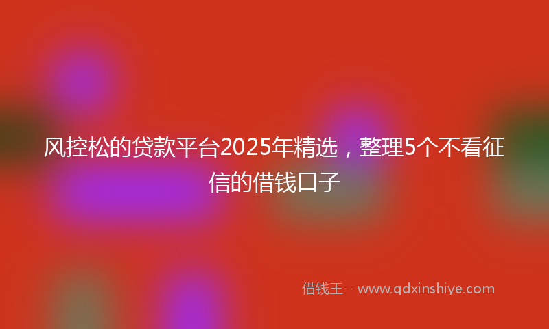 风控松的贷款平台2025年精选，整理5个不看征信的借钱口子