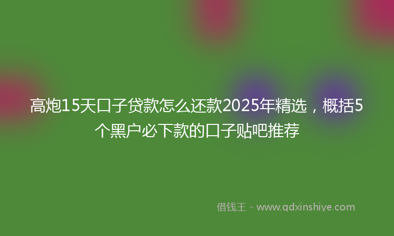 高炮15天口子贷款怎么还款2025年精选，概括5个黑户必下款的口子贴吧推荐