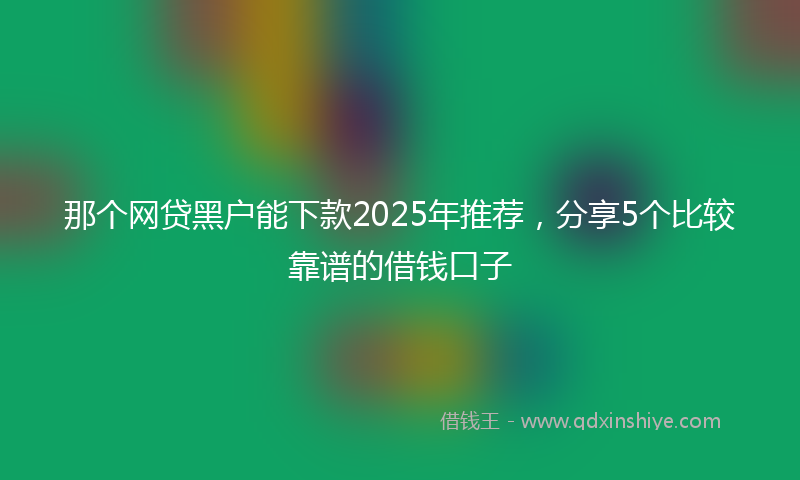 那个网贷黑户能下款2025年推荐，分享5个比较靠谱的借钱口子