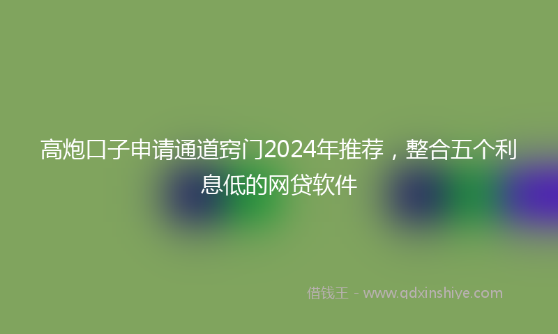 高炮口子申请通道窍门2024年推荐，整合五个利息低的网贷软件