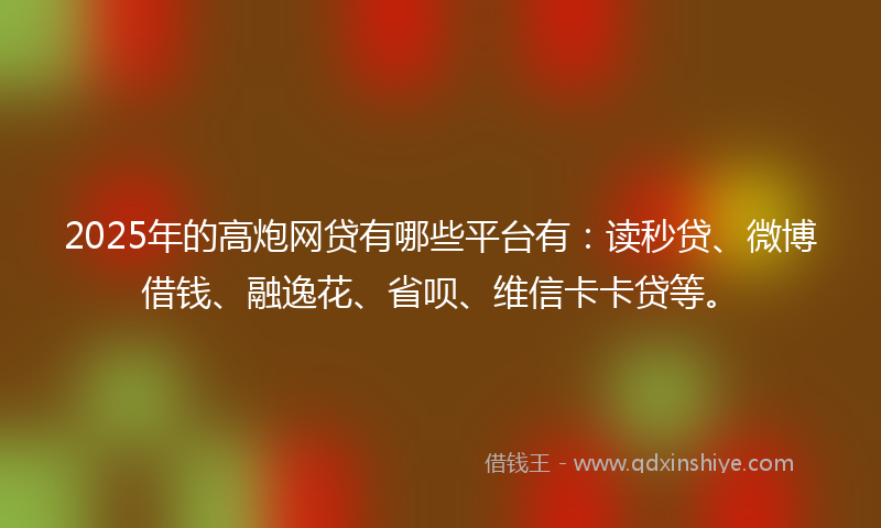 2025年的高炮网贷有哪些平台有：读秒贷、微博借钱、融逸花、省呗、维信卡卡贷等。