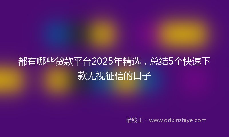 都有哪些贷款平台2025年精选，总结5个快速下款无视征信的口子