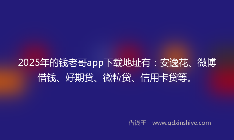 2025年的钱老哥app下载地址有：安逸花、微博借钱、好期贷、微粒贷、信用卡贷等。