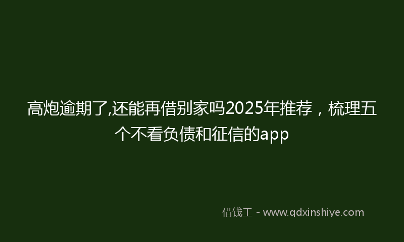 高炮逾期了,还能再借别家吗2025年推荐，梳理五个不看负债和征信的app