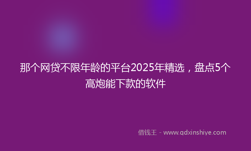 那个网贷不限年龄的平台2025年精选，盘点5个高炮能下款的软件