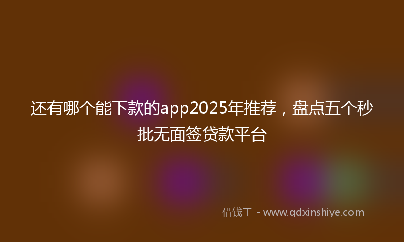 还有哪个能下款的app2025年推荐，盘点五个秒批无面签贷款平台