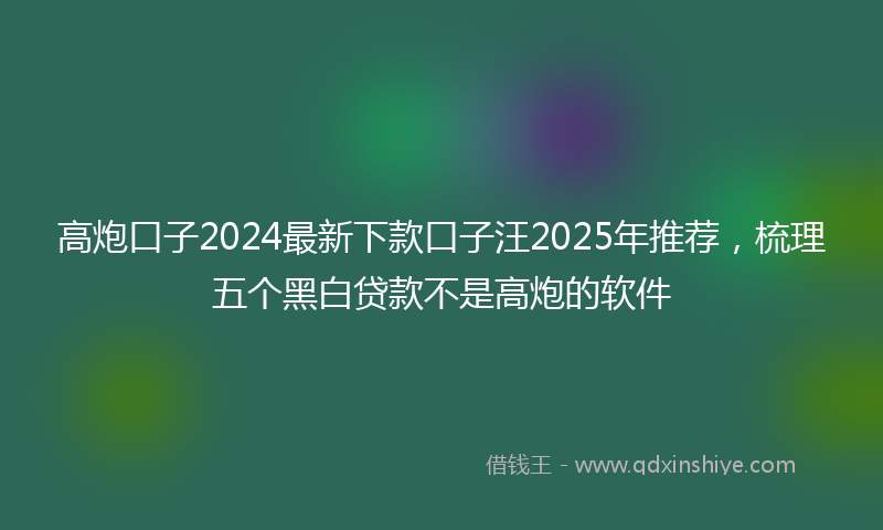 高炮口子2024最新下款口子汪2025年推荐，梳理五个黑白贷款不是高炮的软件