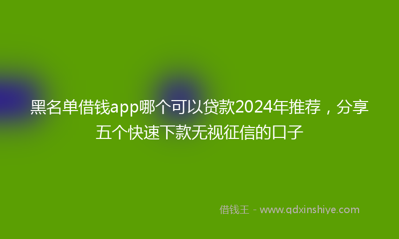 黑名单借钱app哪个可以贷款2024年推荐，分享五个快速下款无视征信的口子