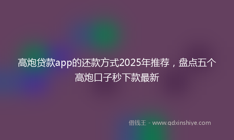 高炮贷款app的还款方式2025年推荐，盘点五个高炮口子秒下款最新