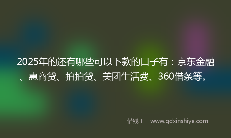 2025年的还有哪些可以下款的口子有：京东金融、惠商贷、拍拍贷、美团生活费、360借条等。