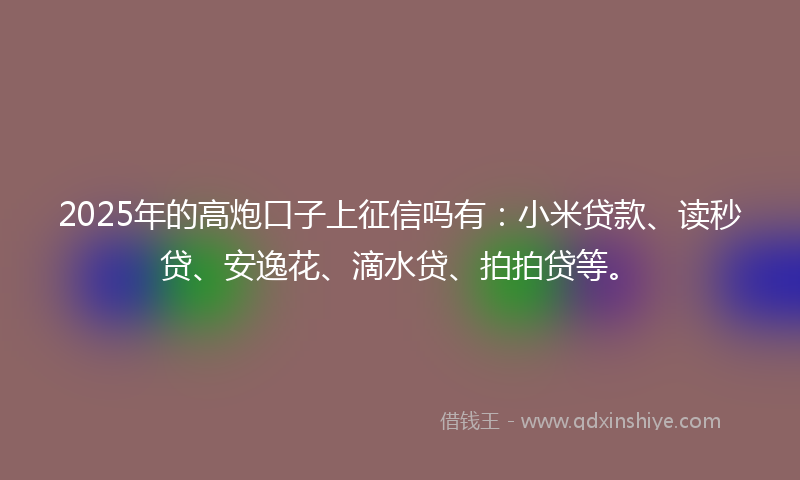 2025年的高炮口子上征信吗有：小米贷款、读秒贷、安逸花、滴水贷、拍拍贷等。