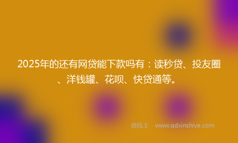 2025年的还有网贷能下款吗有：读秒贷、投友圈、洋钱罐、花呗、快贷通等。