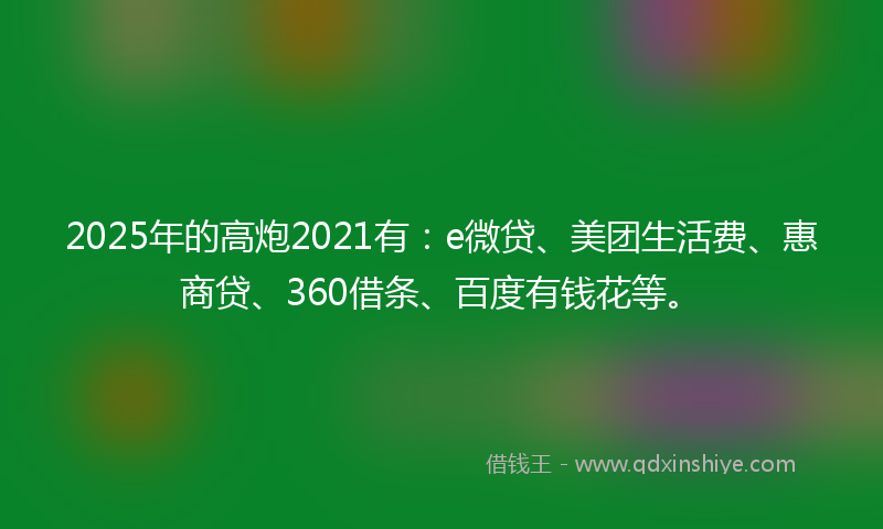 2025年的高炮2021有：e微贷、美团生活费、惠商贷、360借条、百度有钱花等。